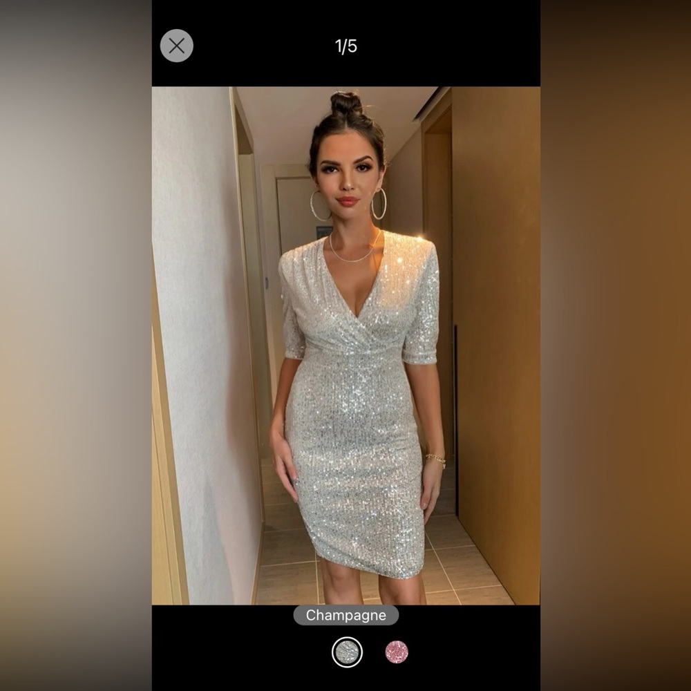 SHEIN Sequin Dress. Champagne color